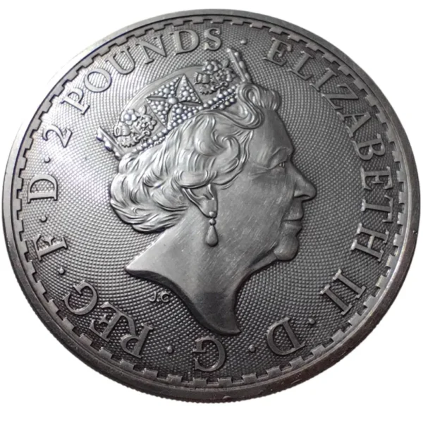 2018 UK Britannia 1 oz .999 Fine Silver Bullion Coin GBP2 Elizabeth II - Uncirculated BU - 1 Troy Ounce British Royal Mint Investment Coin