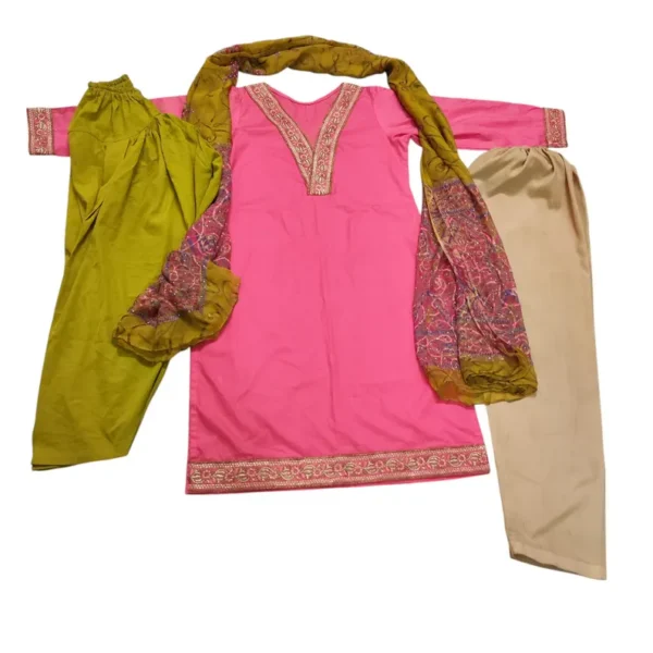 Stylish Pink Embroidered Kurti with Dupatta and Salwar | Traditional Women's Outfit | Ethnic Wear for Festivals & Casual Wear