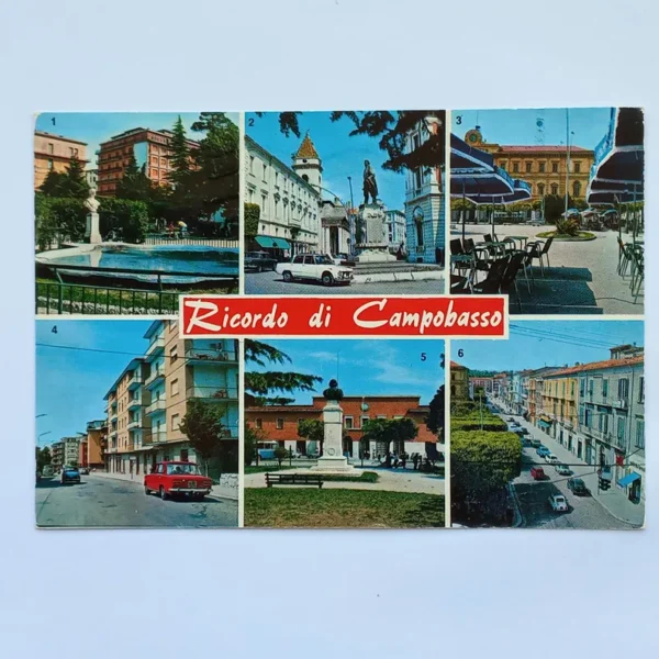 Vintage 1972 Campobasso Italy Postcard • Multiview Travel Souvenir • Mailed to England • Italian Landmark Scenes • Collectible