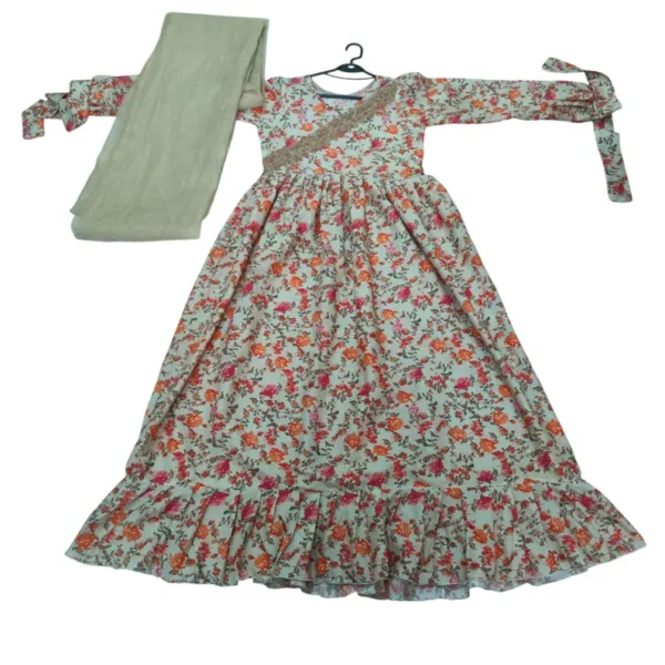 Floral Anarkali Dress with Dupatta | Long Maxi Gown | Ethnic Party Wear | Pakistani Indian Traditional Outfit | Size 54