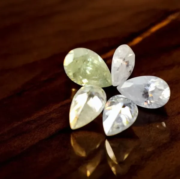 Natural Pear Cut White Moissanite Loose Stones | 5 Pcs, Faceted Gemstones for Jewelry Making, Engagement Rings, DIY Projects