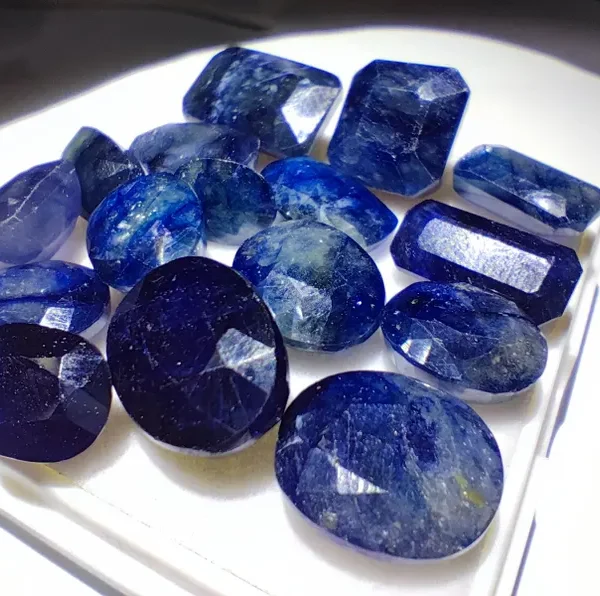Natural Blue Sapphire Afghanistan Lot 113.75 Ct | 16 Pcs Faceted Loose Gemstones | Oval & Rectangular Cut | Bulk Sale