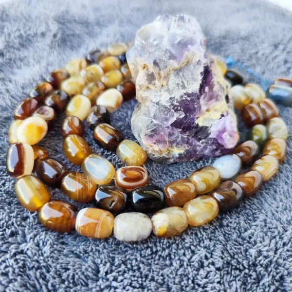 Botswana Agate Misbaha Tasbih 68 Beads | Polished Natural Stone Tasbeeh | Muslim Prayer Beads | Eid Gift for Him Her