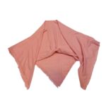 Designer Louis Vuitton pink wrap scarf featuring monogram pattern, soft silk wool blend for elegant styling