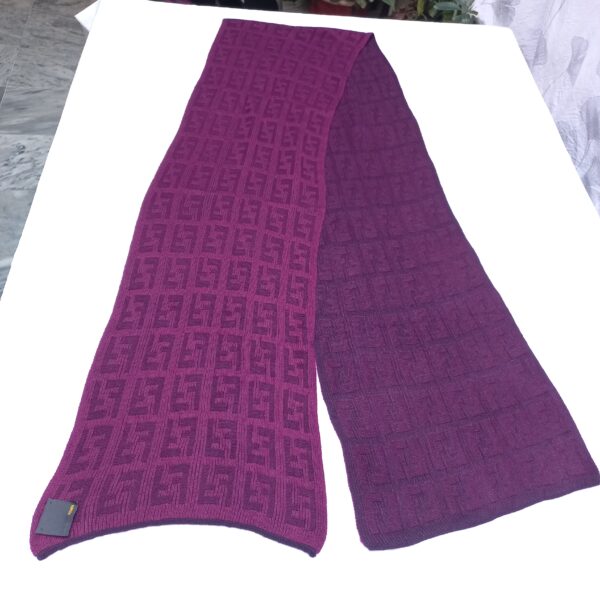 Fendi 100% Wool Reversible FF Logo Scarf - Purple Luxury Winter Accessory