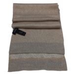 GUESS beige wool blend scarf with monogram design and embroidered logo, made in Italy