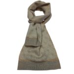 GUESS beige wool blend scarf with monogram design and embroidered logo, made in Italy